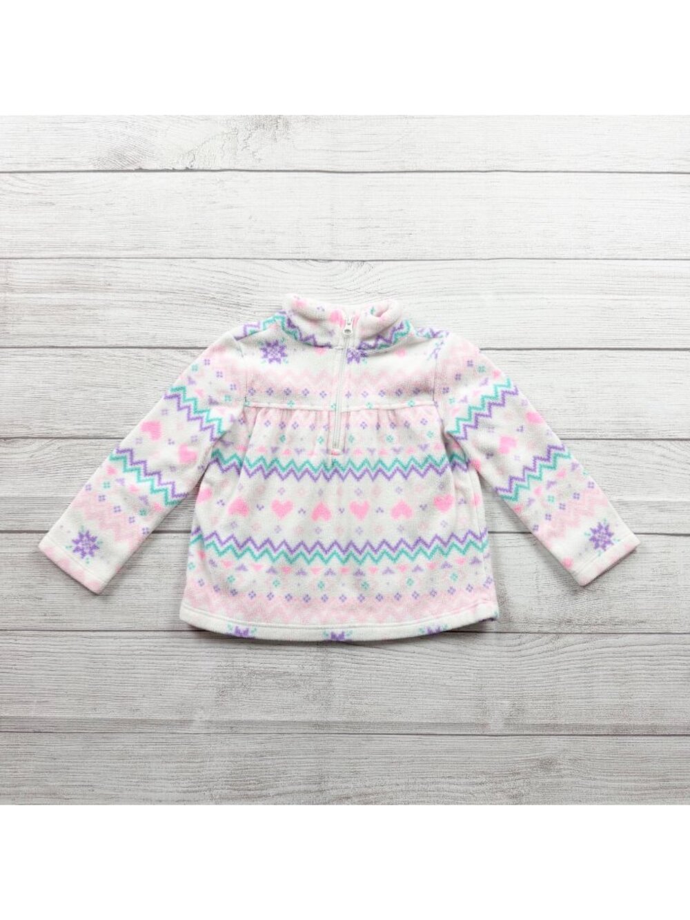 The Children’s Place Toddler Girls 1/4 Zip Fleece Pullover Fair Isle 3T